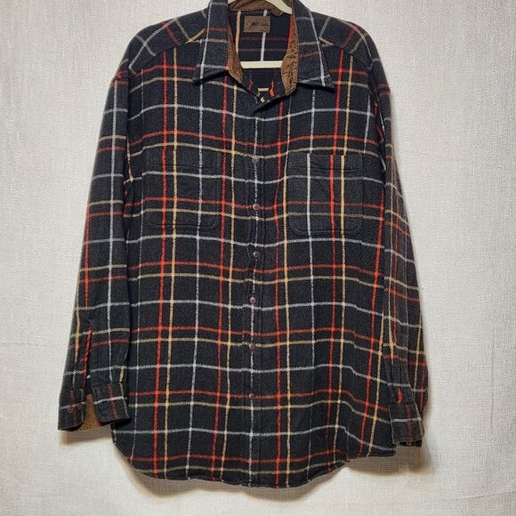 Saint John's Bay Flannel Plaid Charcoal Brown 2XL  XXL Long Sleeve Shacket - Picture 1 of 9